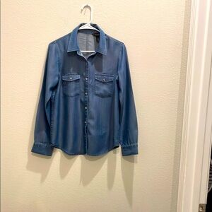 White House Black Market Blue Denim Blouse